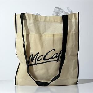 McDonalds McCafe Tote Bag Black Trim Reusable Shopper Beige